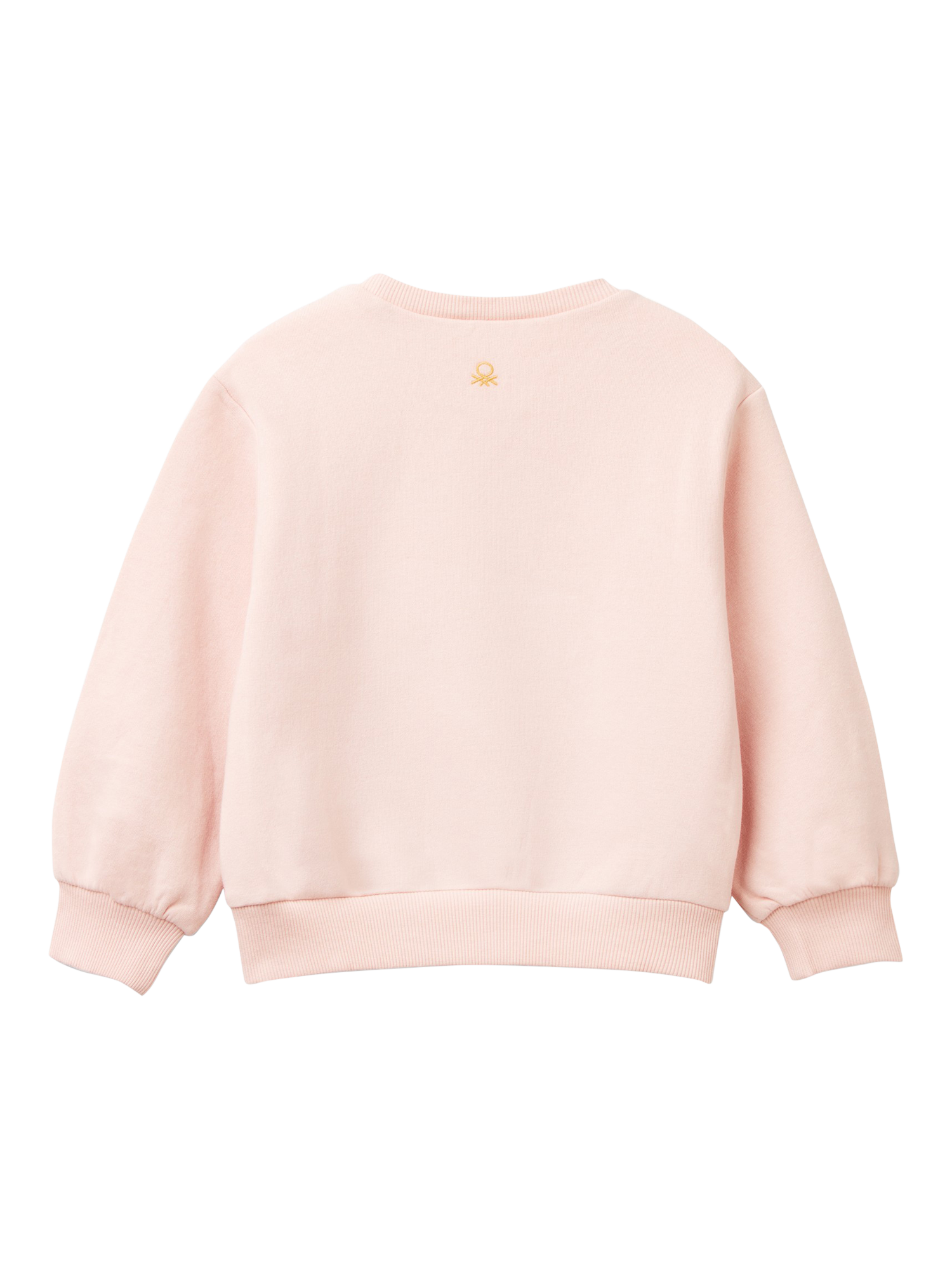 Product image 2 of 3, which shows Benetton Kids' Cotton Blend Embroidered Applique Sweatshirt, Pastel Pink/Multi, 4-5 years