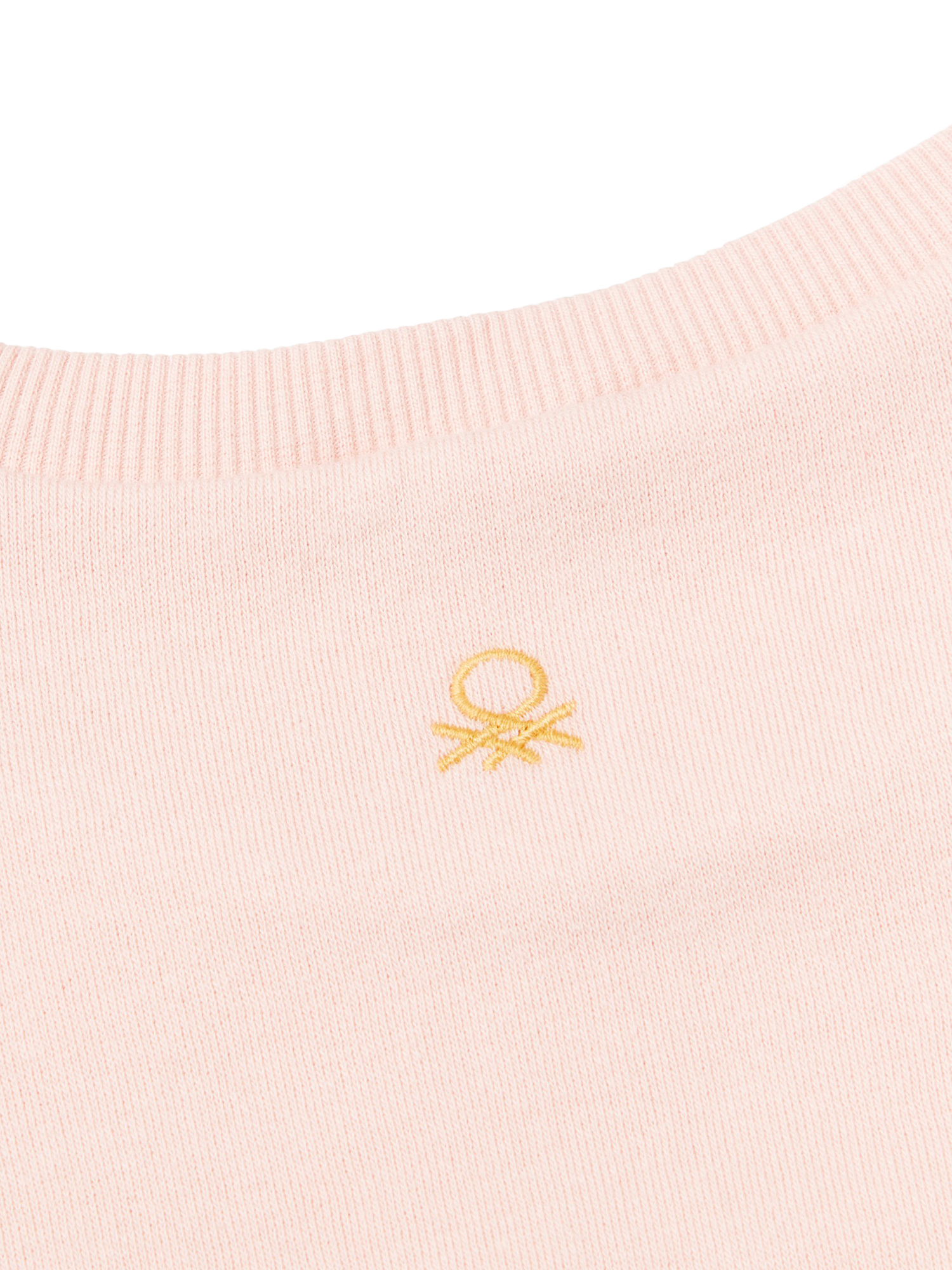 Product image 3 of 3, which shows Benetton Kids' Cotton Blend Embroidered Applique Sweatshirt, Pastel Pink/Multi, 4-5 years
