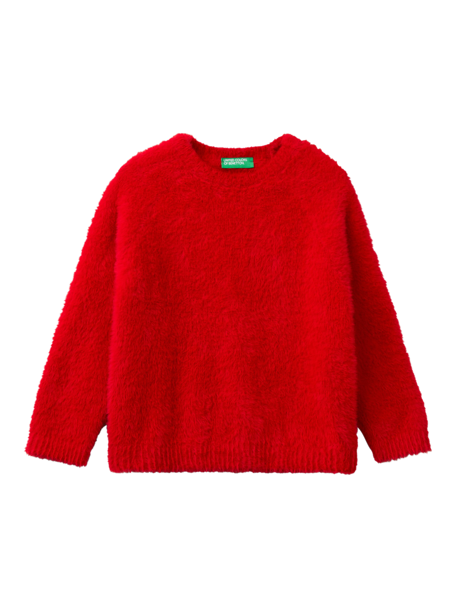 Product image 1 of 3, which shows Benetton Kids' Fluffy Long Sleeve Jumper, Dark Red, 3-4 years