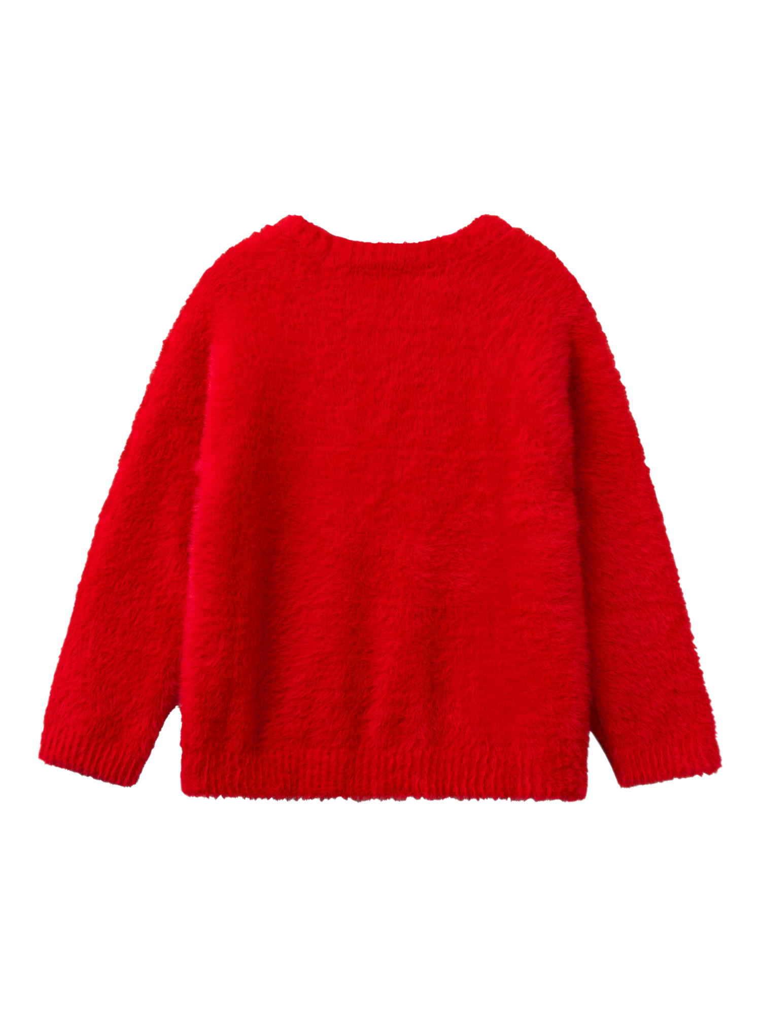 Product image 2 of 3, which shows Benetton Kids' Fluffy Long Sleeve Jumper, Dark Red, 3-4 years