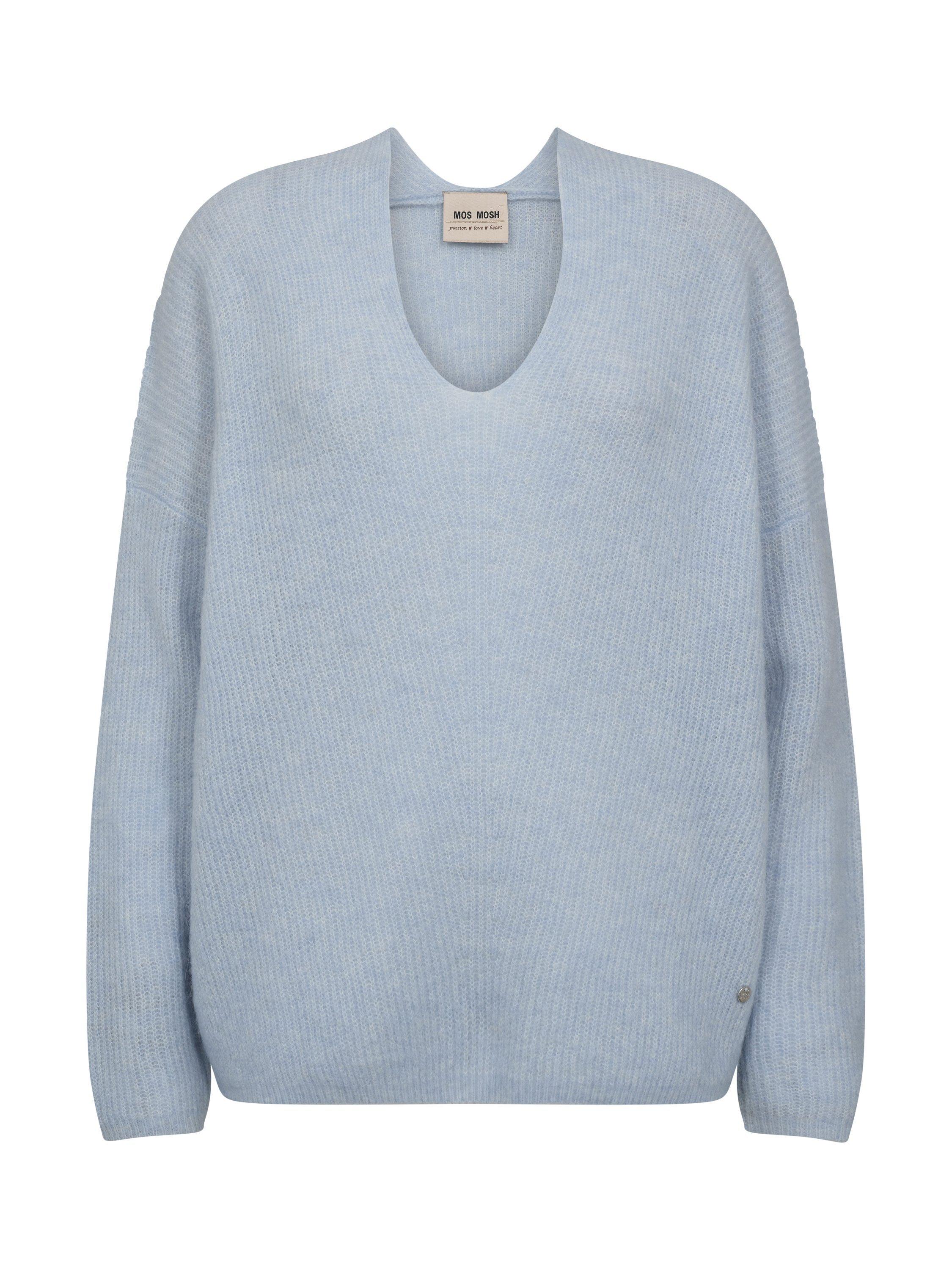 Product image 3 of 4, which shows MOS MOSH Thora V-Neck Wool Blend Jumper, Skyway, XS
