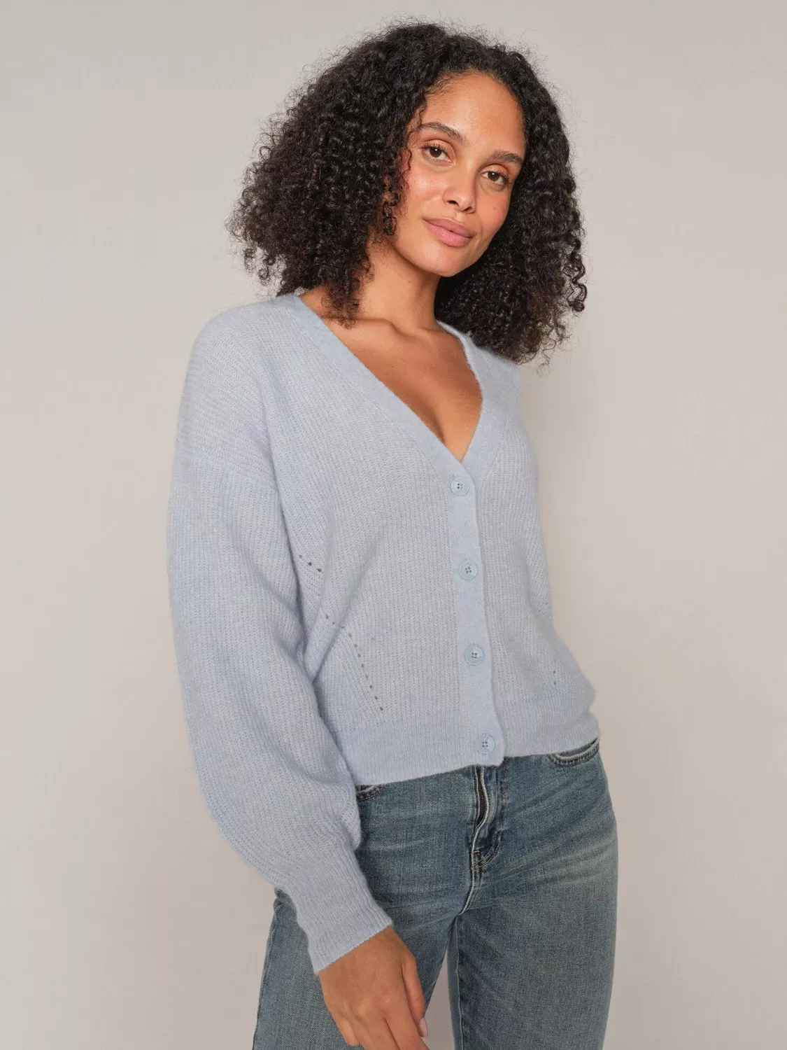 MOS MOSH Thora Wool Rich Cardigan, Skyway