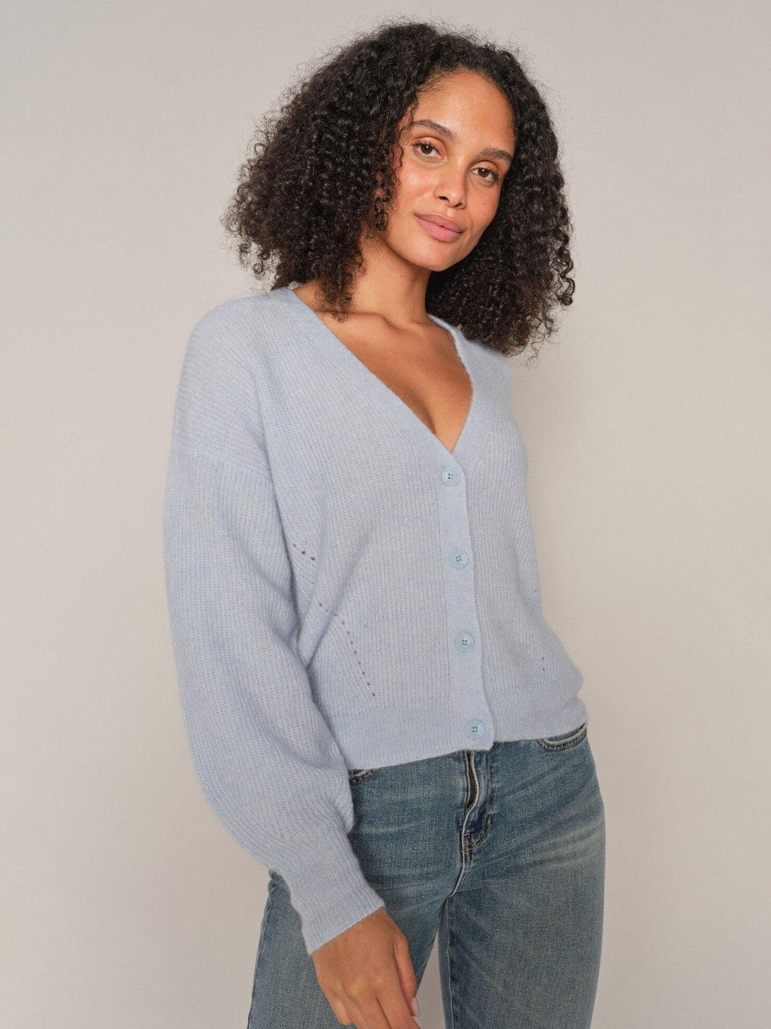 Product image 1 of 4, which shows MOS MOSH Thora Wool Rich Cardigan, Skyway, XS