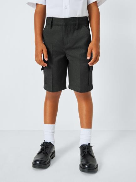 John Lewis Boys' Adjustable Waist Cargo School Shorts, Grey, Grey