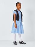 John Lewis Kids' Cotton Blend Gingham A-Line School Summer Dress, Blue