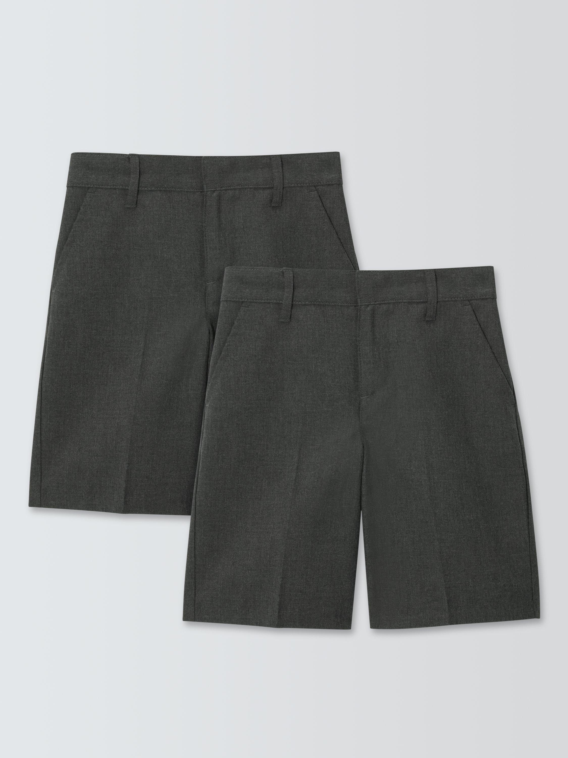 Product image 1 of 7, which shows John Lewis ANYDAY Boys' School Shorts, Pack of 2, Grey, 3 years