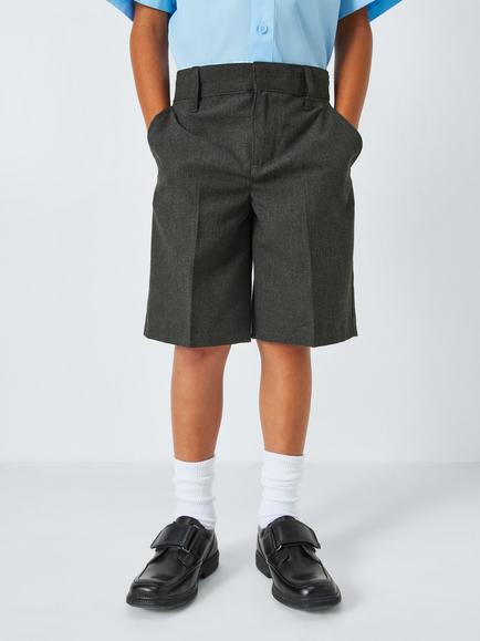 John Lewis Boys' Adjustable Waist School Shorts, Pack of 2, Grey - view 2, Grey