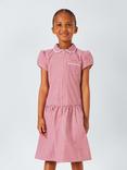 John Lewis Kids' Cotton Blend Gingham A-Line School Summer Dress, Red
