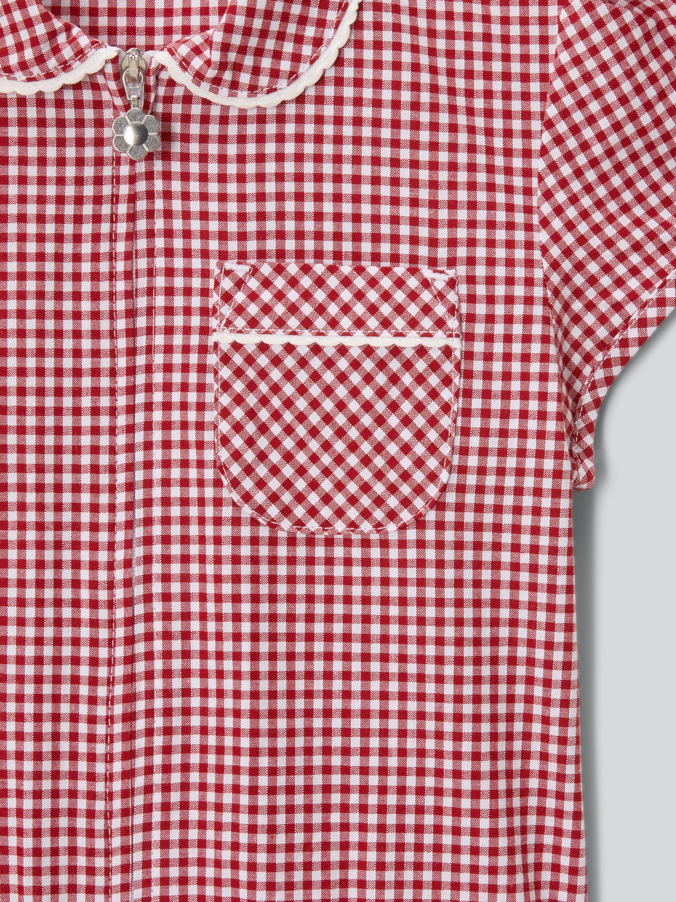 Product image 6 of 7, which shows John Lewis Kids' Cotton Blend Gingham A-Line School Summer Dress, Red, 3 years