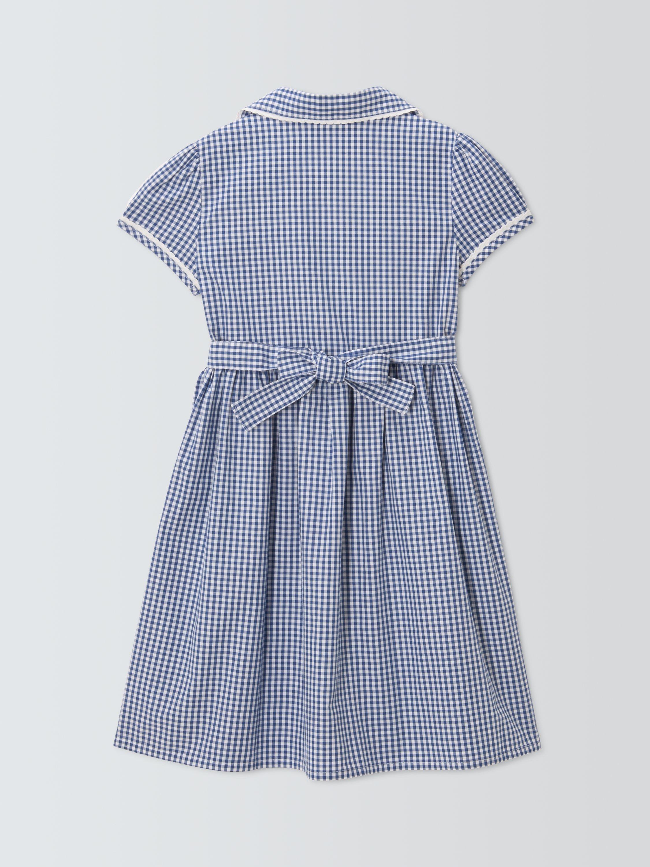 Product image 6 of 7, which shows John Lewis Girls' Gingham Cotton School Summer Dress, Navy, 3 years