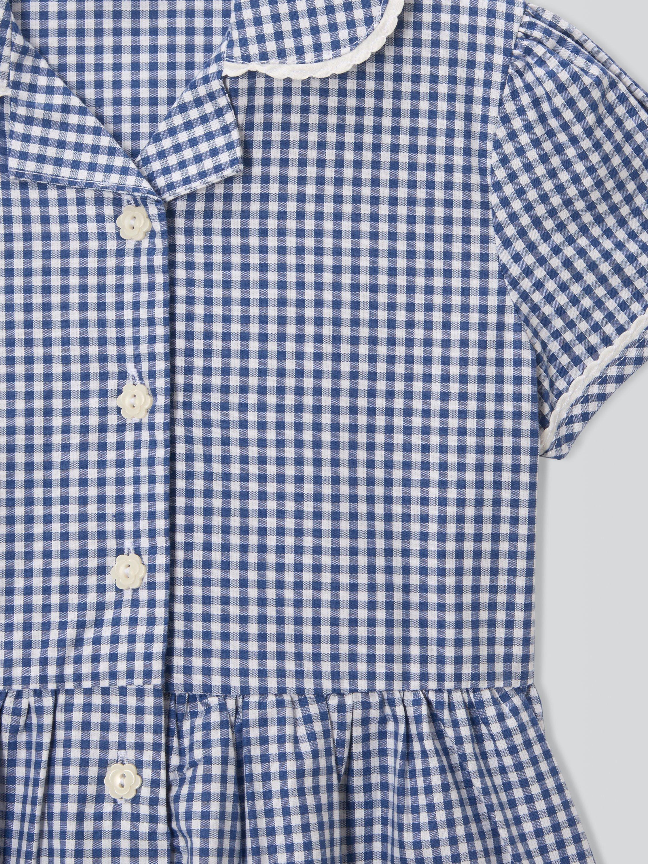 Product image 5 of 7, which shows John Lewis Girls' Gingham Cotton School Summer Dress, Navy, 3 years