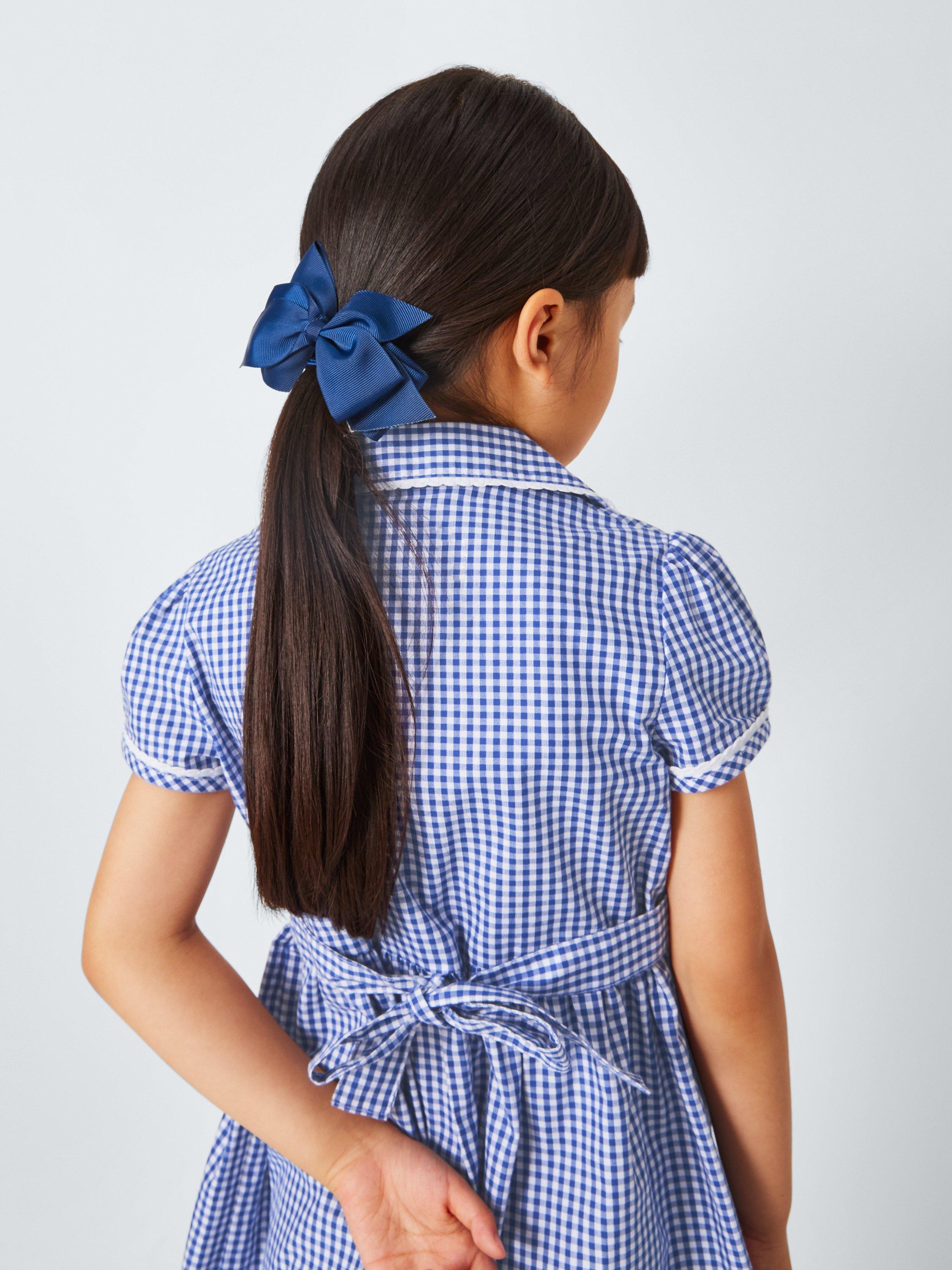 Product image 7 of 7, which shows John Lewis Girls' Gingham Cotton School Summer Dress, Navy, 3 years