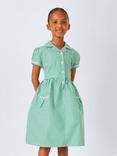 John Lewis Girls' Gingham Cotton School Summer Dress, Green