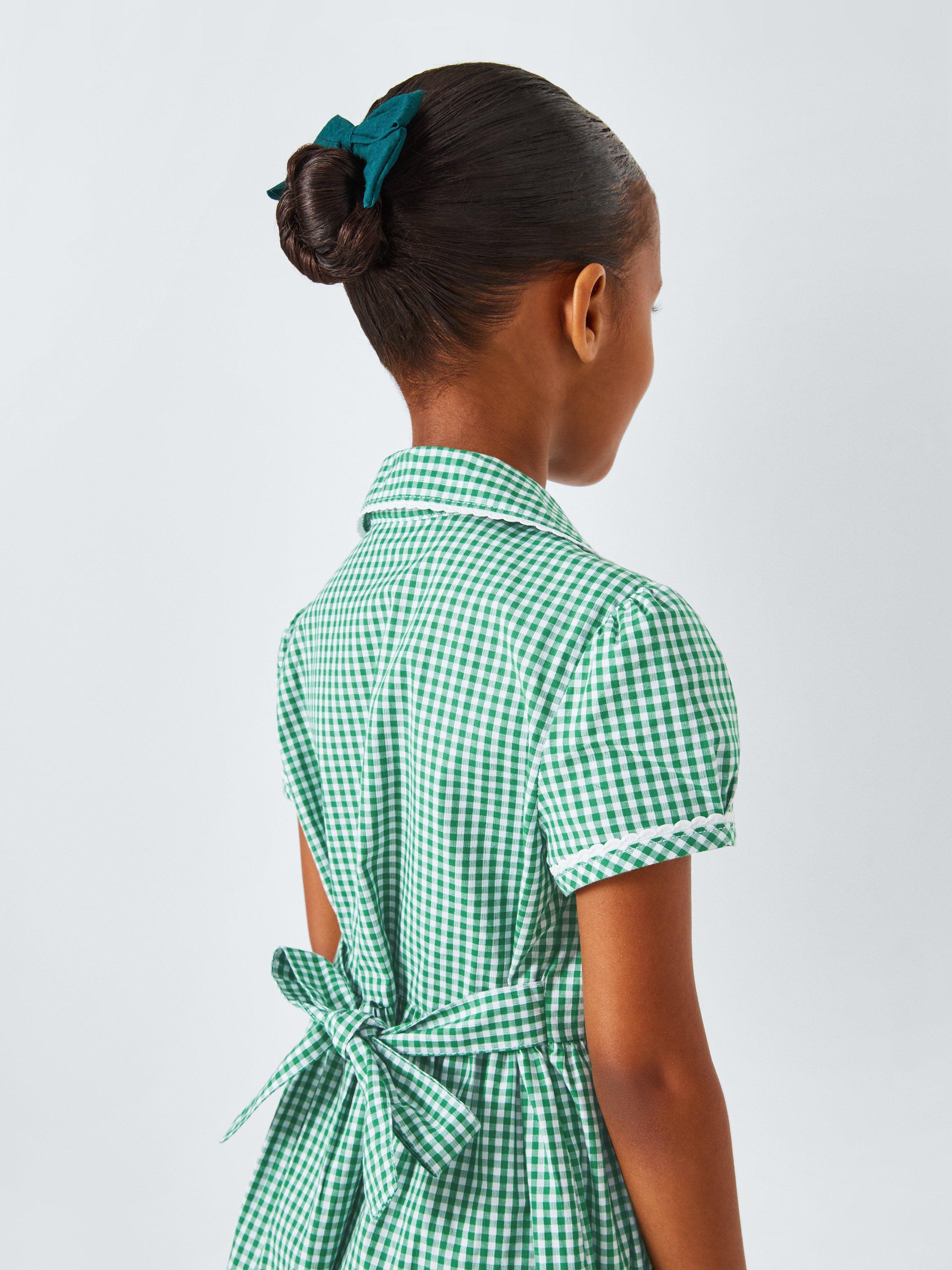 Product image 7 of 7, which shows John Lewis Girls' Gingham Cotton School Summer Dress, Green, 3 years