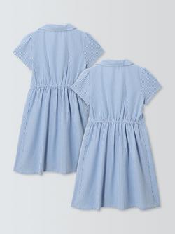 John Lewis Kids' Gingham School Summer Dress, Pack of 2 - view 2, Blue
