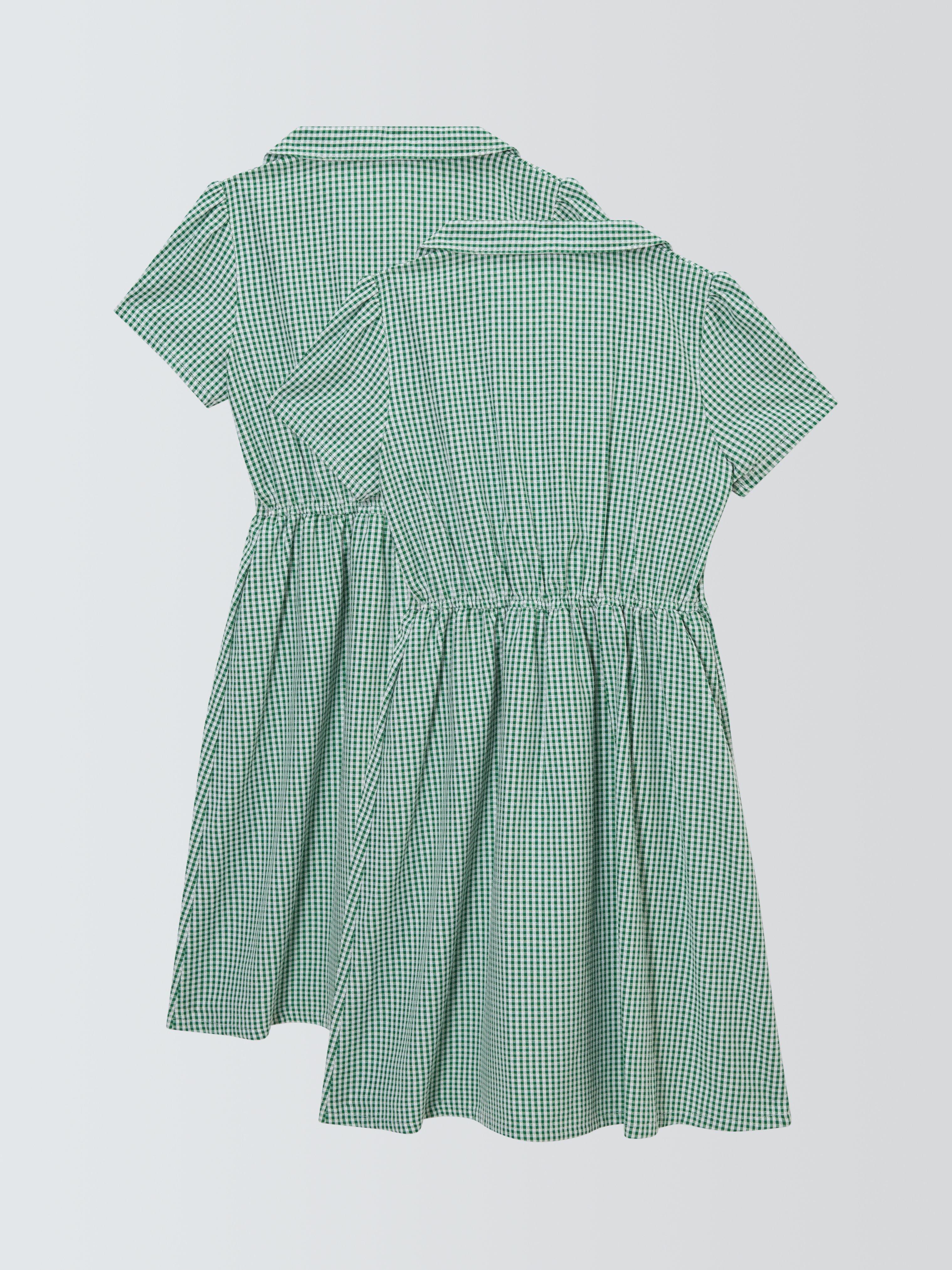 Product image 3 of 7, which shows John Lewis ANYDAY Kids' Gingham School Summer Dress, Pack of 2, Green, 3 years