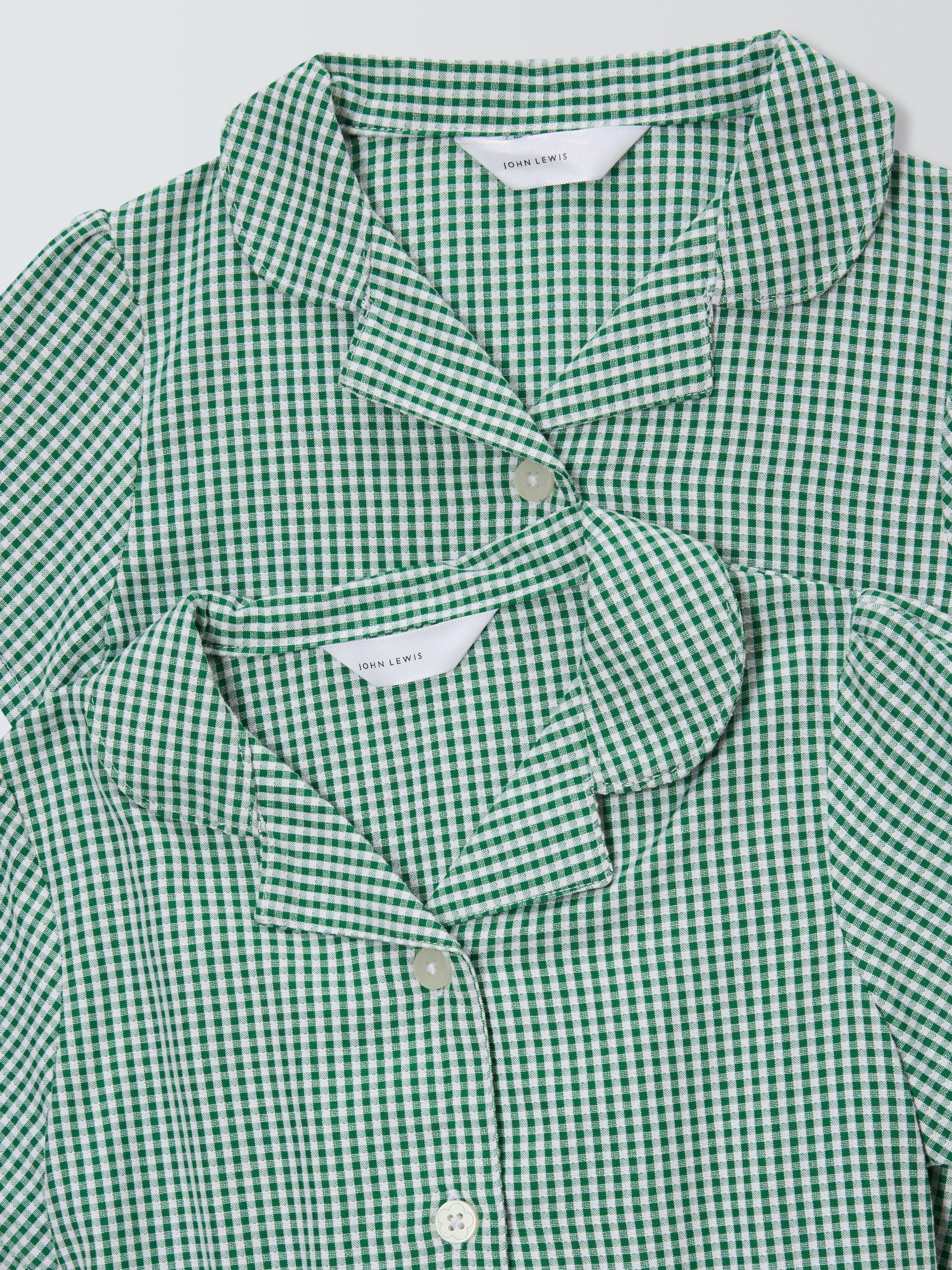 Product image 4 of 7, which shows John Lewis ANYDAY Kids' Gingham School Summer Dress, Pack of 2, Green, 3 years