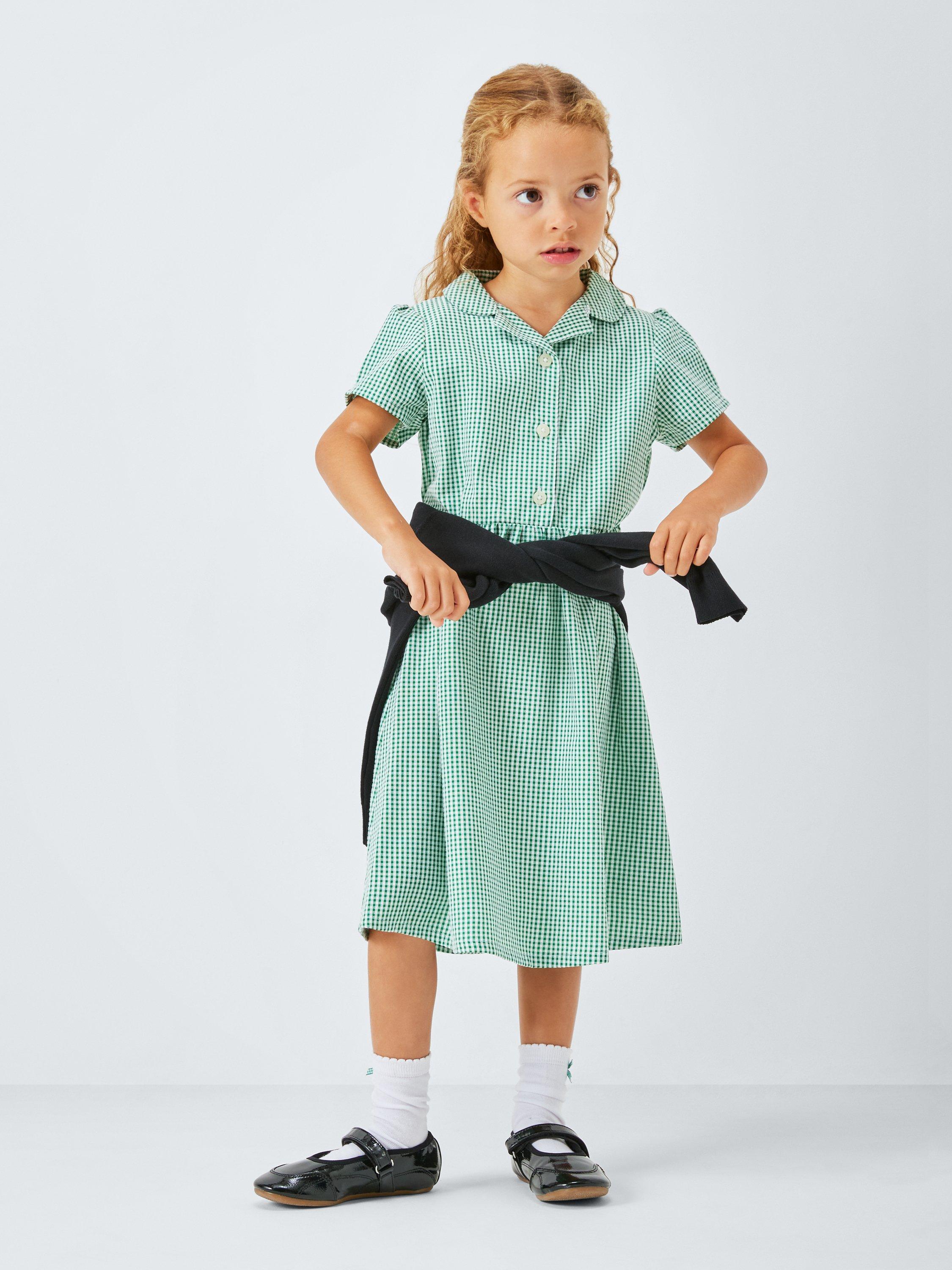 Product image 6 of 7, which shows John Lewis ANYDAY Kids' Gingham School Summer Dress, Pack of 2, Green, 3 years