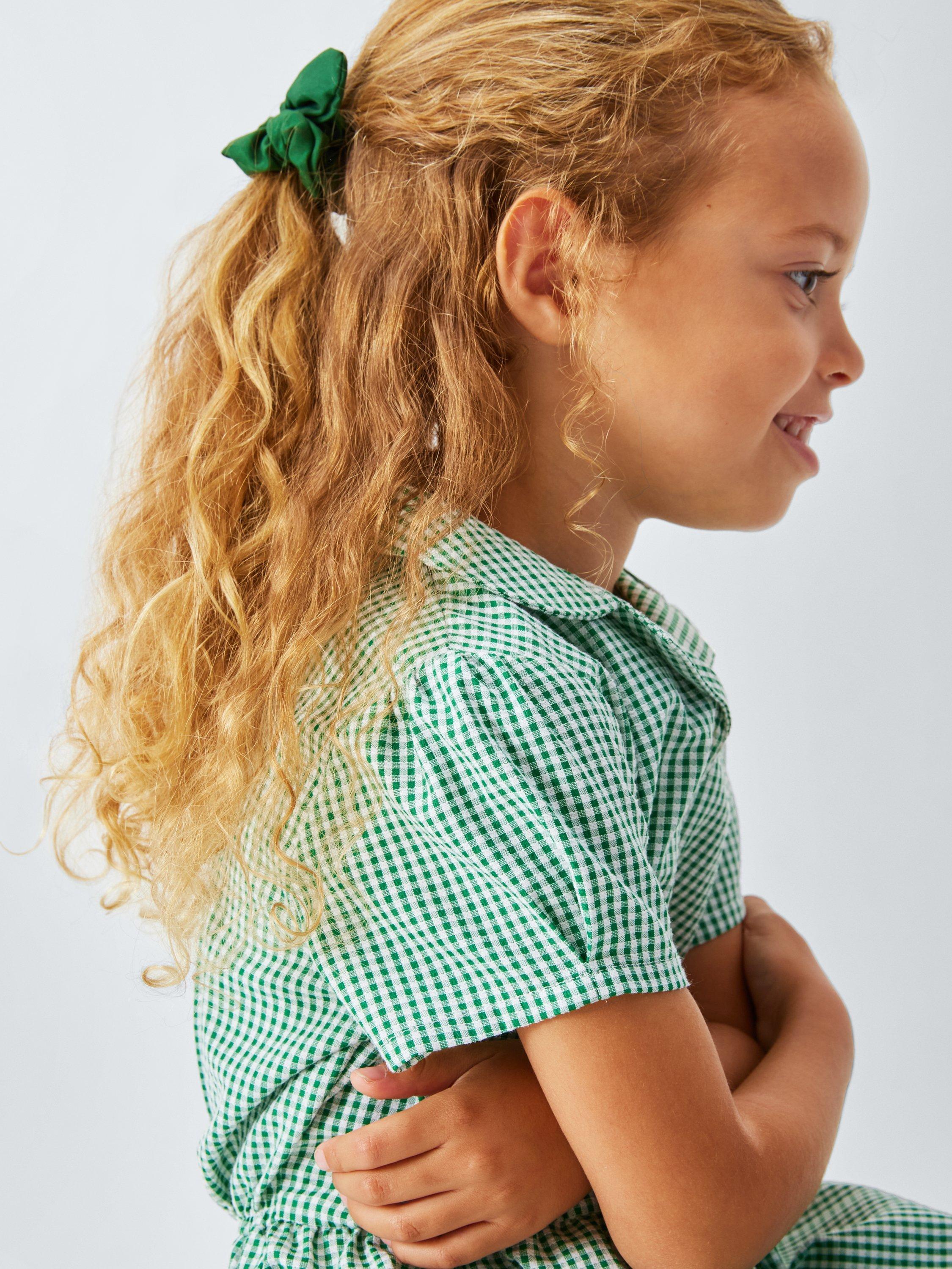 Product image 5 of 7, which shows John Lewis ANYDAY Kids' Gingham School Summer Dress, Pack of 2, Green, 3 years