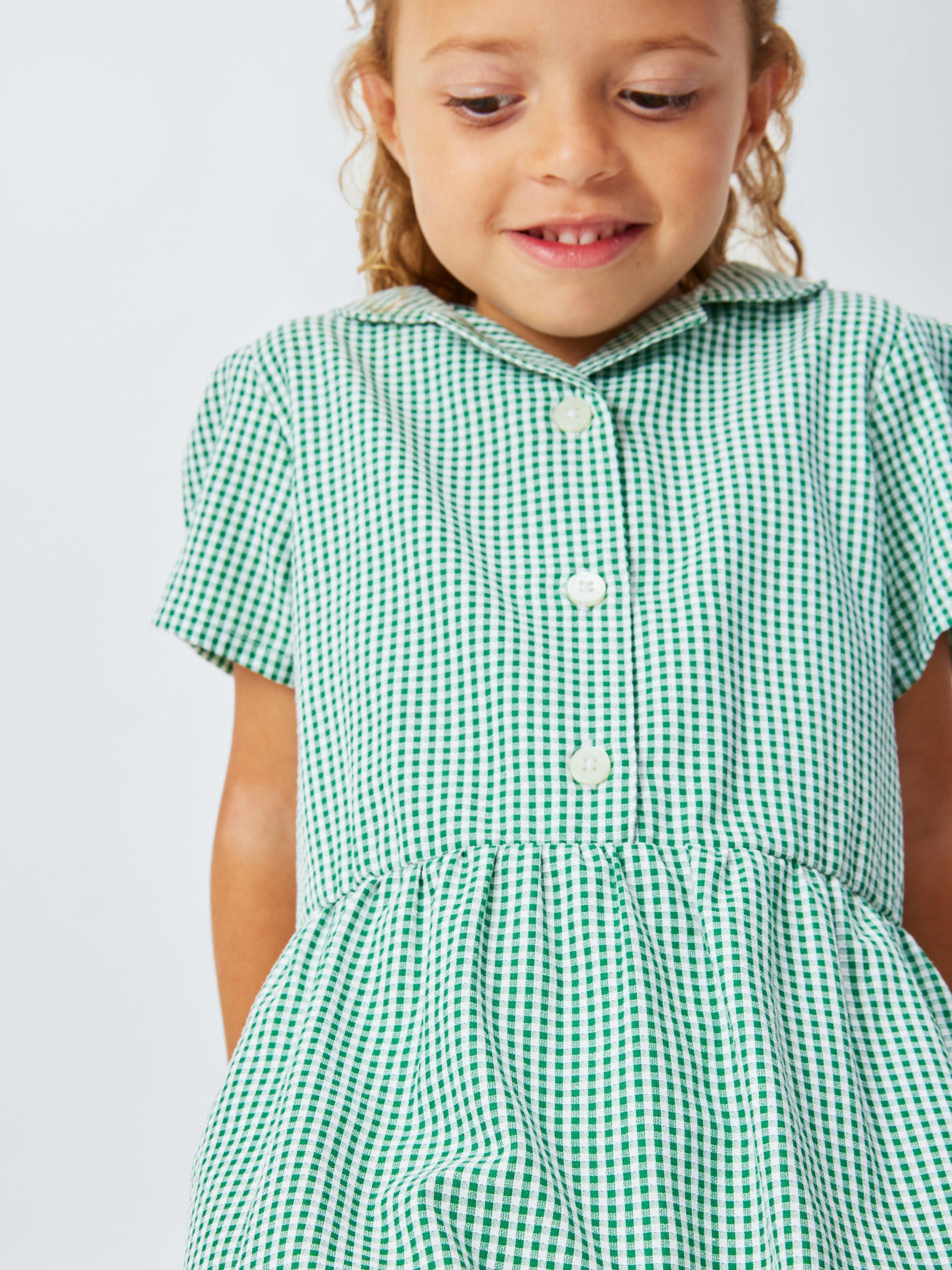 Product image 7 of 7, which shows John Lewis ANYDAY Kids' Gingham School Summer Dress, Pack of 2, Green, 3 years