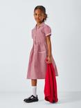 John Lewis Kids' Gingham Cotton School Dress, Red
