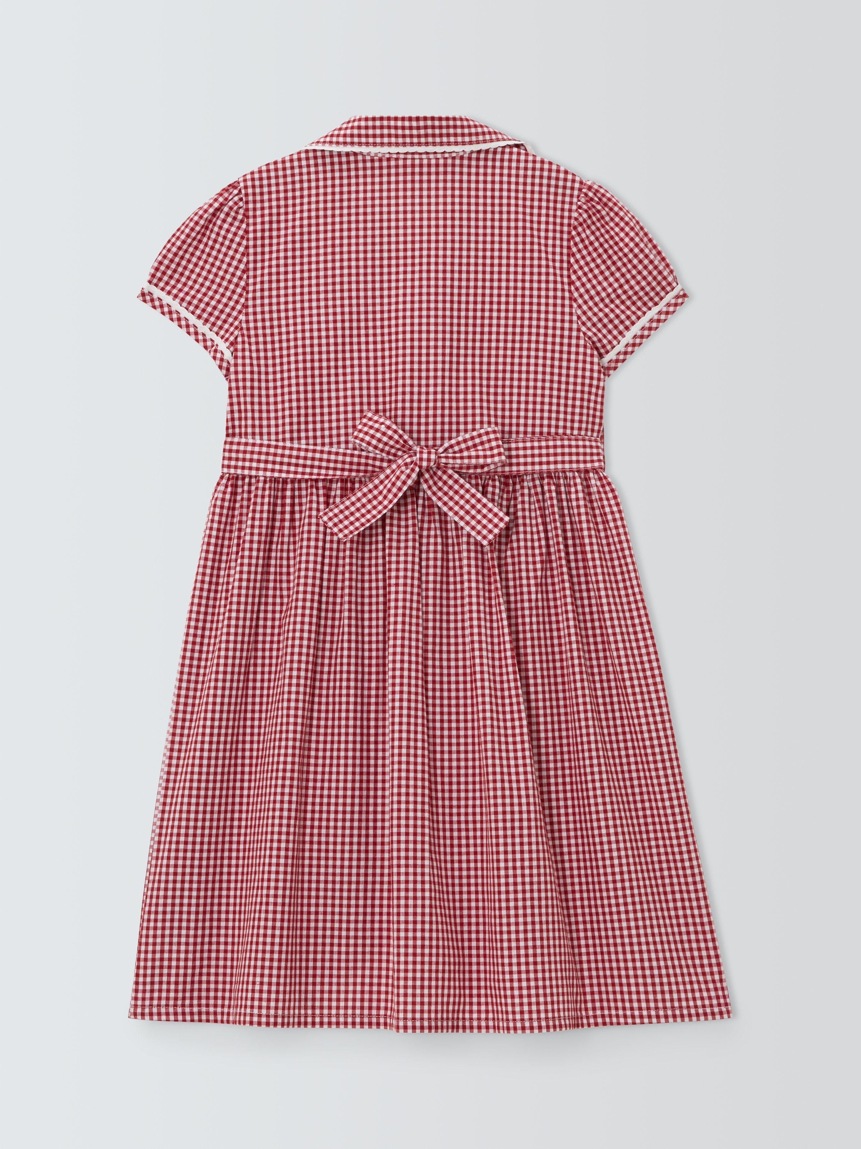 Product image 6 of 7, which shows John Lewis Kids' Gingham Cotton School Dress, Red, 3 years