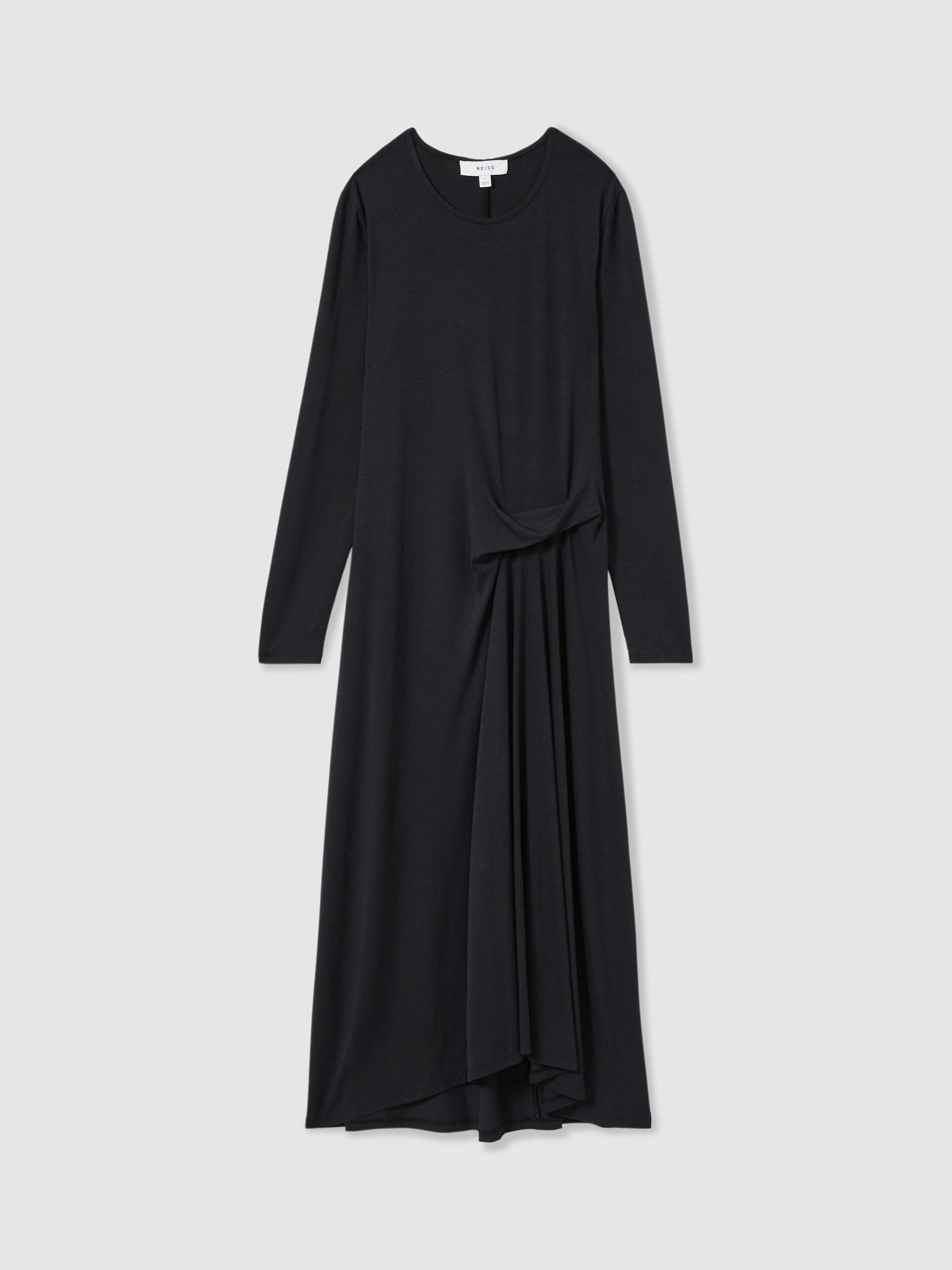 Product image 3 of 5, which shows Reiss Ivy Ruched Jersey Midi Dress, Navy, 10