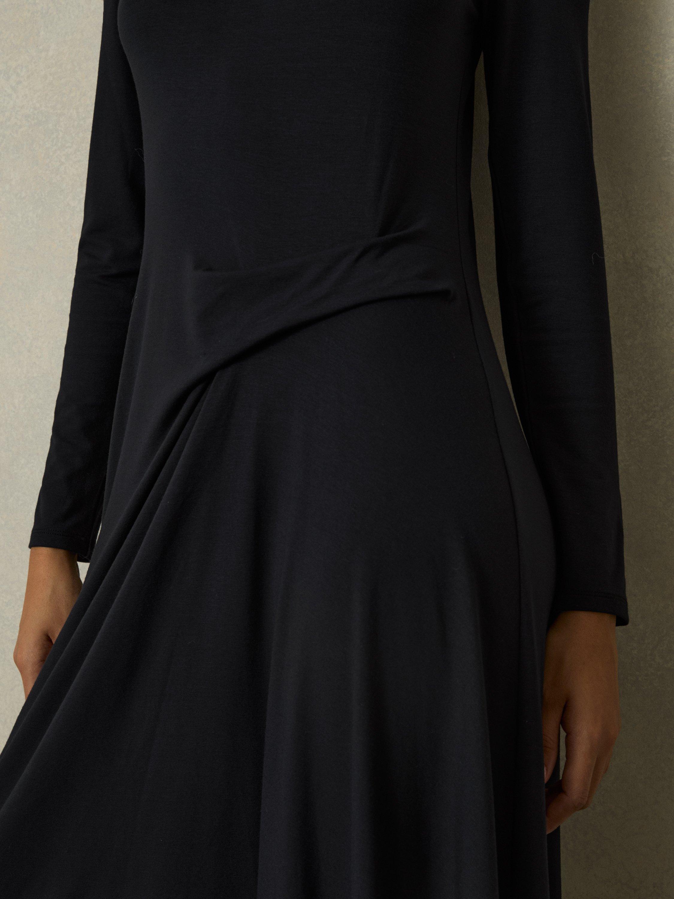 Product image 5 of 5, which shows Reiss Ivy Ruched Jersey Midi Dress, Navy, 10