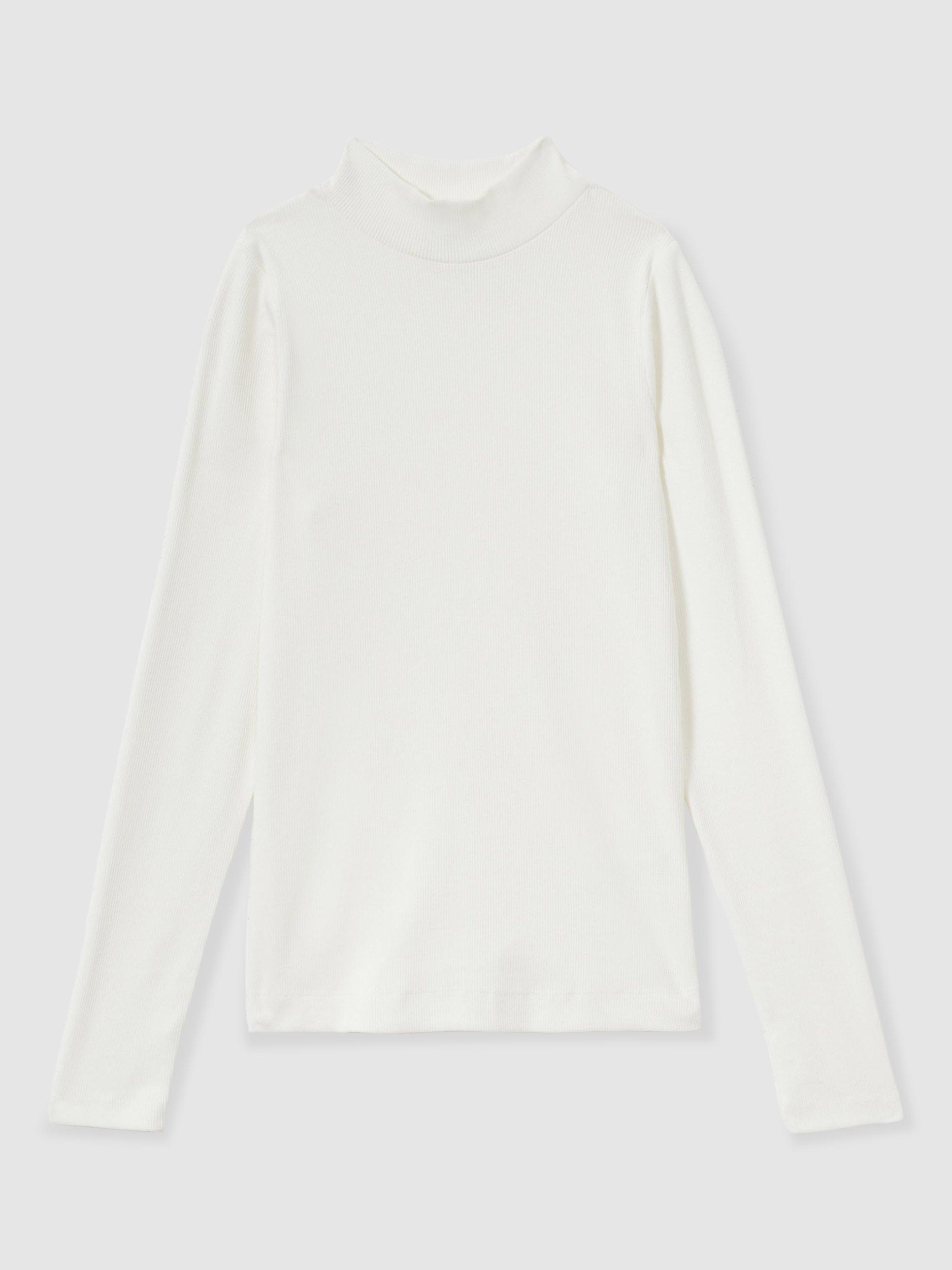 Product image 3 of 5, which shows Reiss Polly High Neck Ribbed Jersey Top, White, L