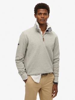 Superdry Core Pique Henley Sweatshirt, Grey Marl, Grey Marl