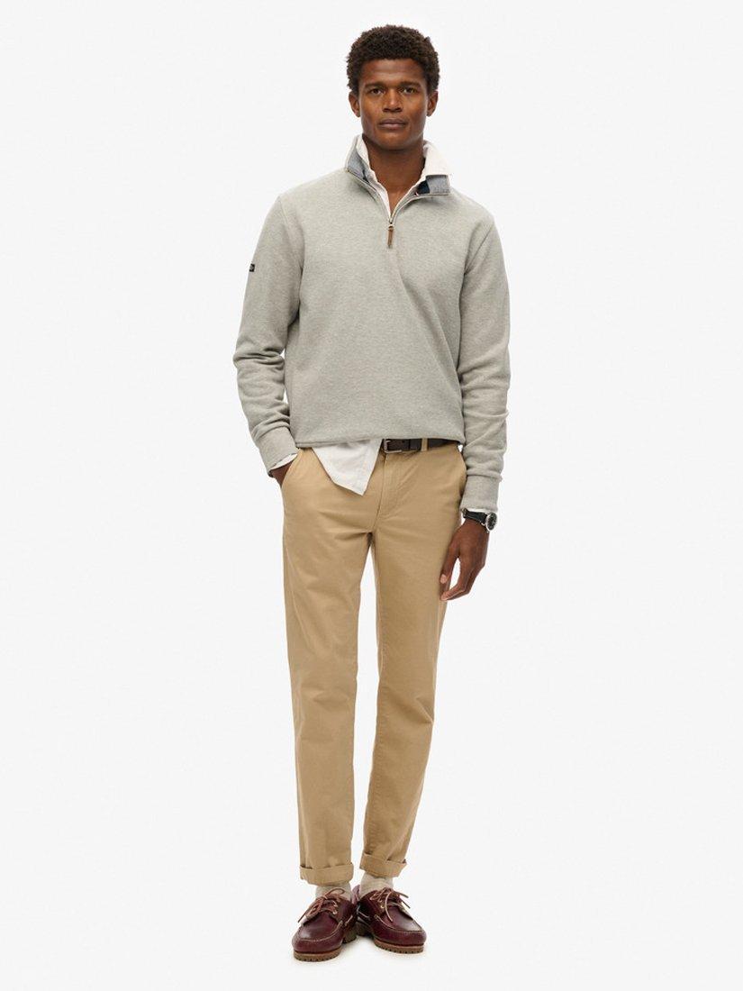 Product image 3 of 5, which shows Superdry Core Pique Henley Sweatshirt, Grey Marl, S