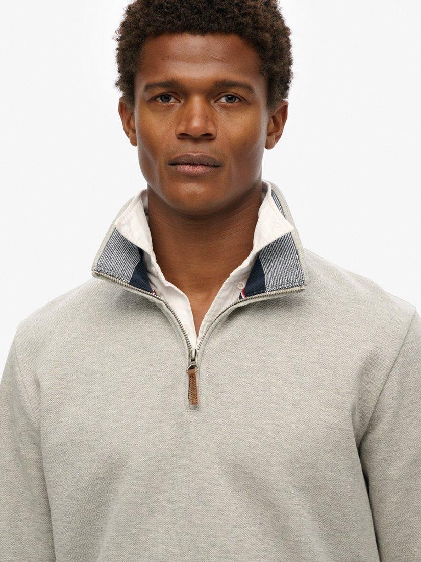Product image 4 of 5, which shows Superdry Core Pique Henley Sweatshirt, Grey Marl, S