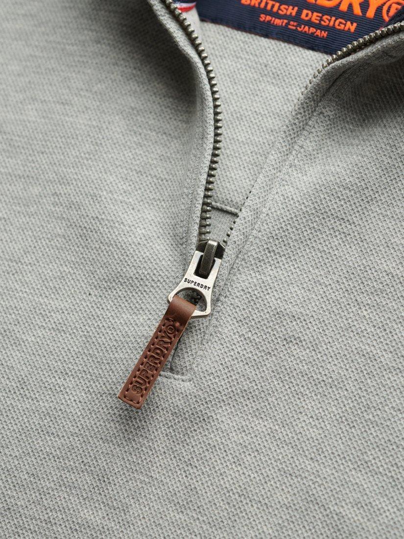 Product image 5 of 5, which shows Superdry Core Pique Henley Sweatshirt, Grey Marl, S