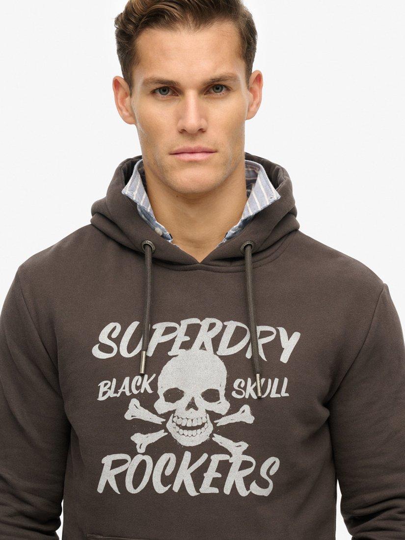 Product image 4 of 4, which shows Superdry Black Skull Hoodie, Bison/White, S