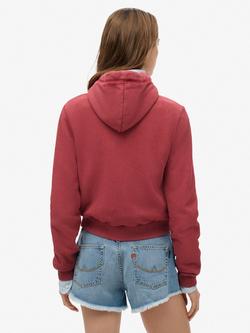 Superdry Athletic Essential Crop Zip Hoodie - view 2, Bordeaux Red