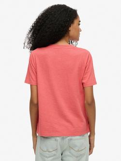 Superdry Essential Logo Washed T-Shirt, Holly Berry Red - view 2, Holly Berry Red