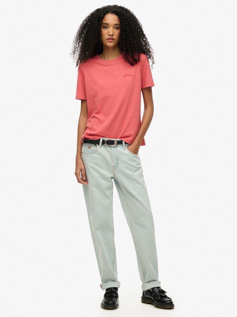 Product image 3 of 5, which shows Superdry Essential Logo Washed T-Shirt, Holly Berry Red, 8