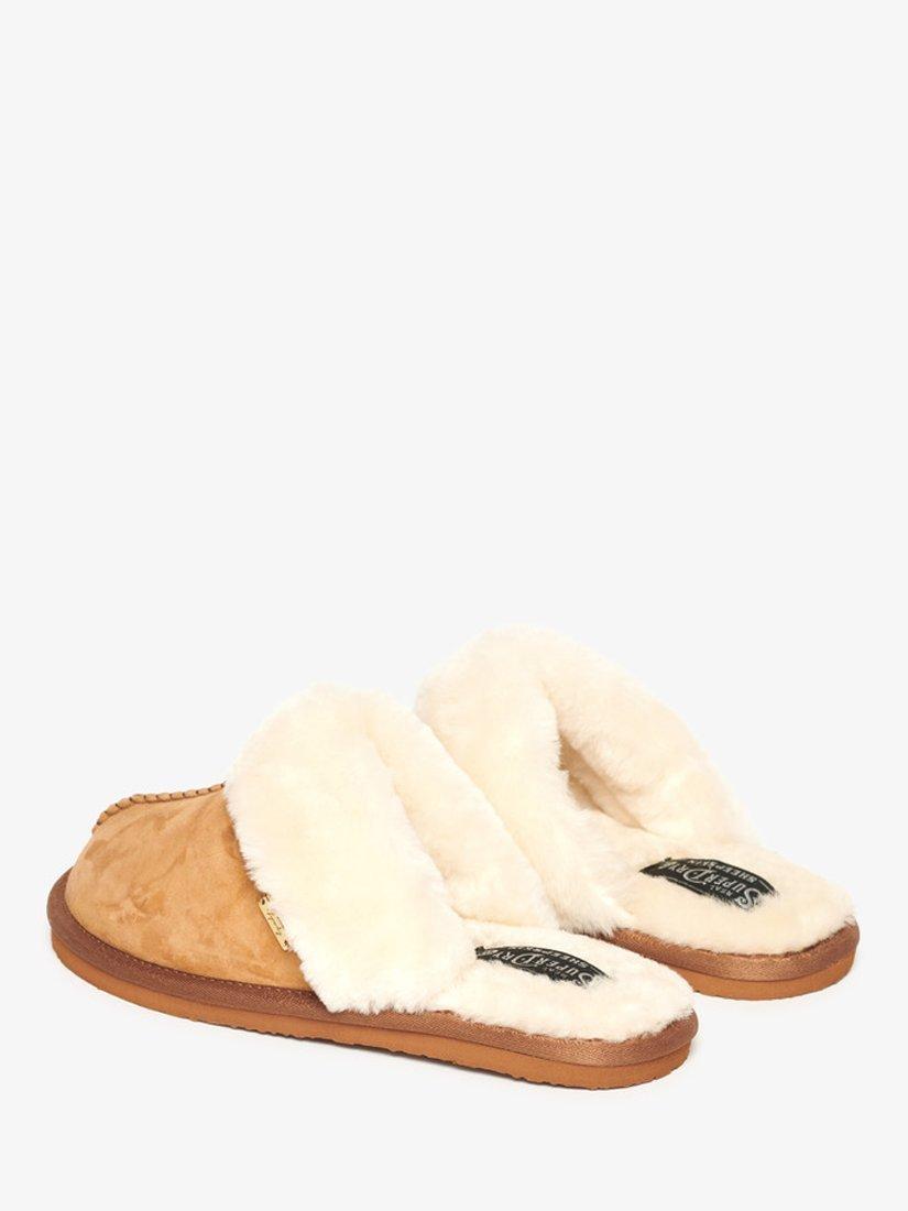 Product image 4 of 8, which shows Superdry Classic Suede Mule Slippers, Tan, 3-4