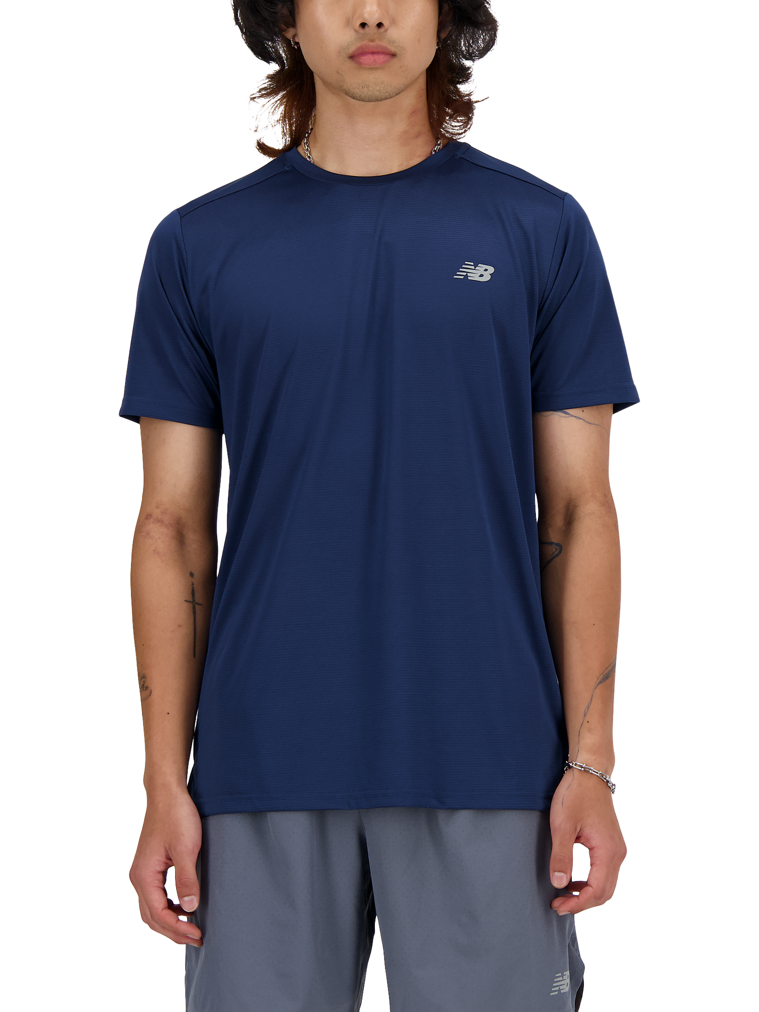 Product image 1 of 4, which shows New Balance Men's Sport Essentials T-Shirt, Navy, S
