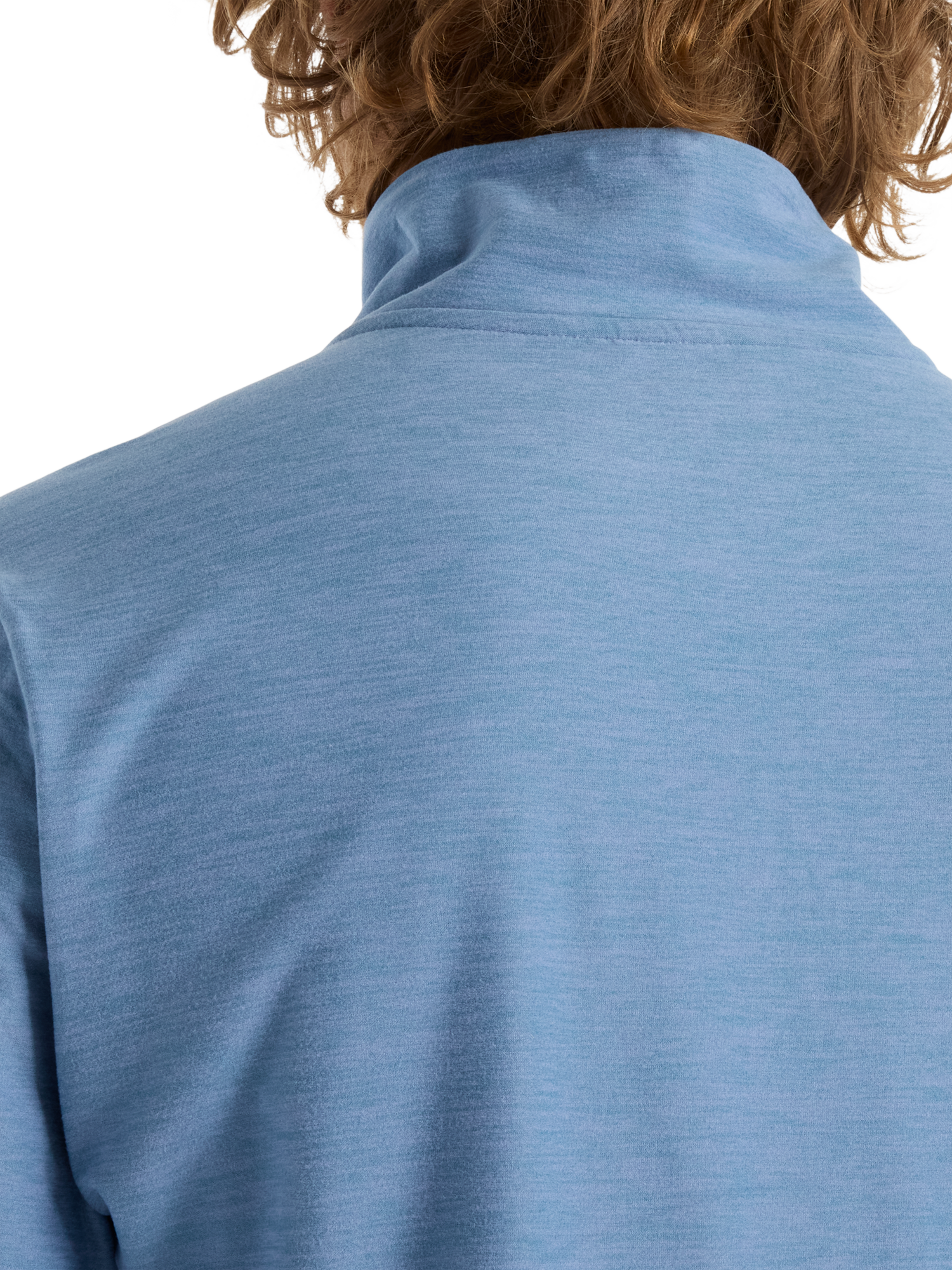 Product image 4 of 6, which shows New Balance Space Dye Quarter Zip Top, Shower Heather, XL