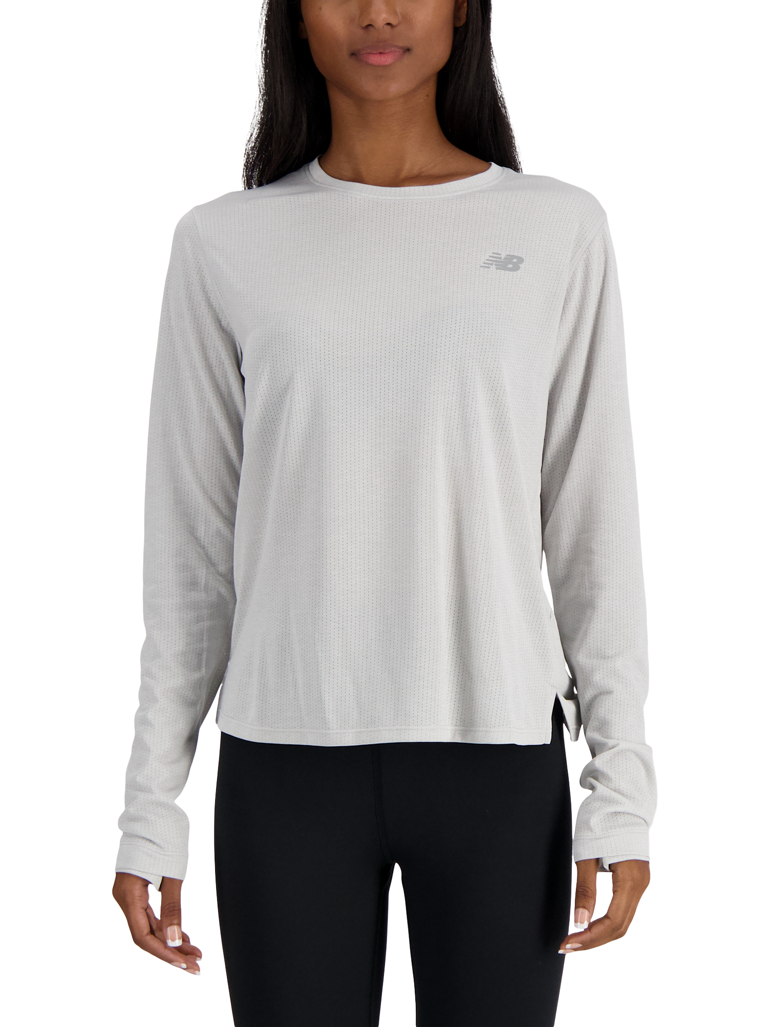 Product image 1 of 5, which shows New Balance Women's Athletics Long Sleeve Top, Ash Heather, XS
