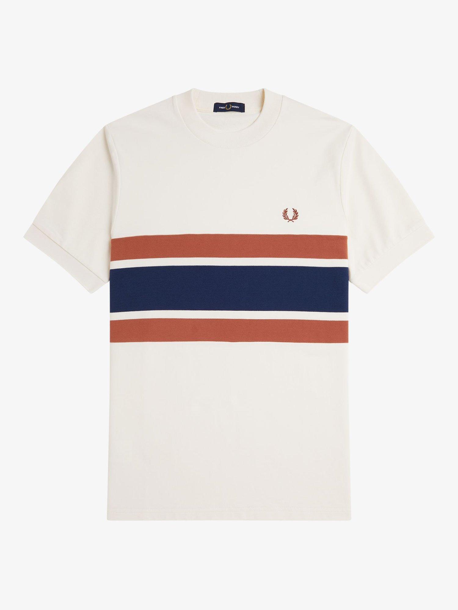 Product image 4 of 5, which shows Fred Perry Panelled Cotton T-Shirt, Light Ecru, S