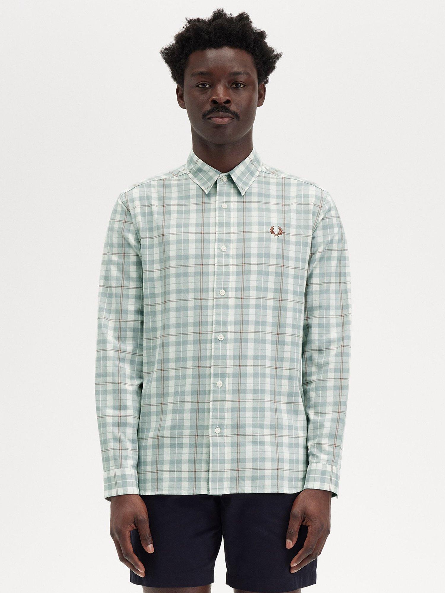 Product image 1 of 5, which shows Fred Perry Cotton Twill Tartan Shirt, Ecru, S
