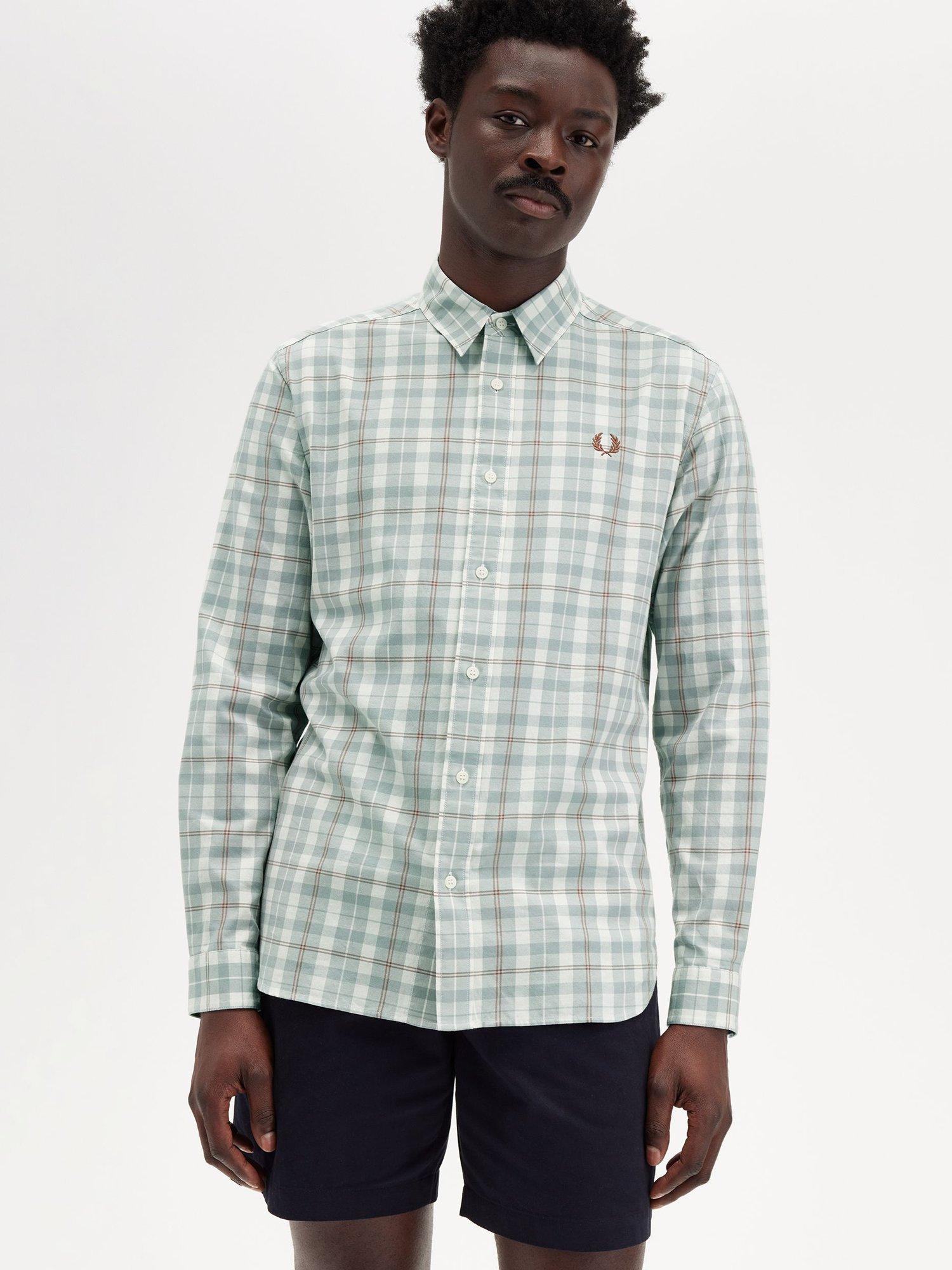 Product image 3 of 5, which shows Fred Perry Cotton Twill Tartan Shirt, Ecru, S