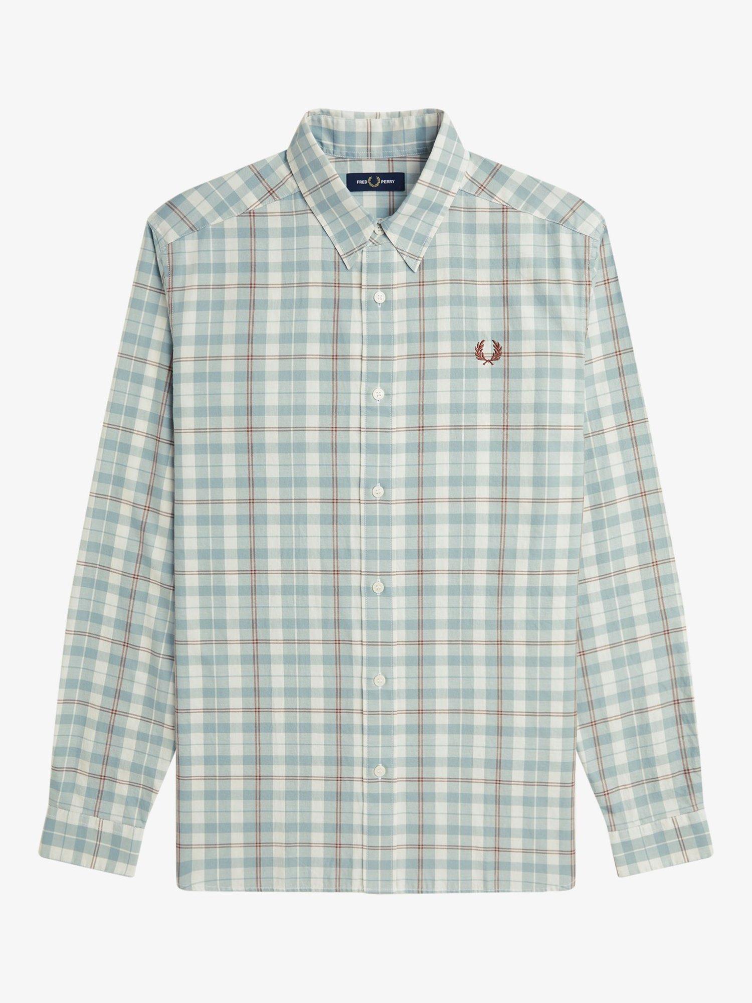 Product image 4 of 5, which shows Fred Perry Cotton Twill Tartan Shirt, Ecru, S