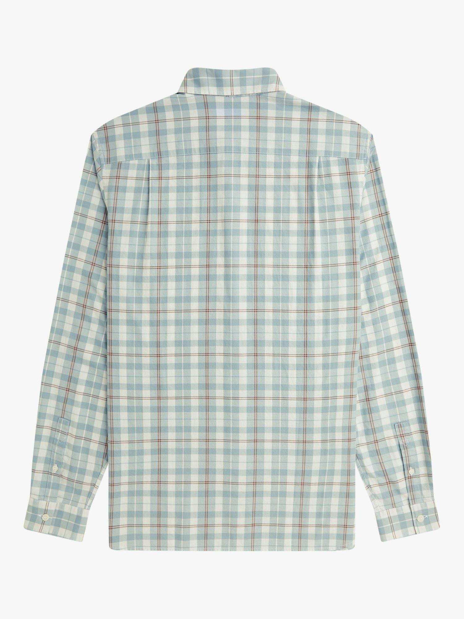 Product image 5 of 5, which shows Fred Perry Cotton Twill Tartan Shirt, Ecru, S