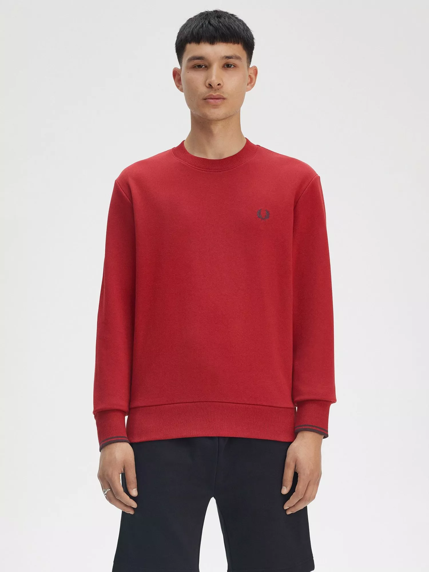 FRED PERRY☆ Crew Neck Sweatshirt BURNT RED Fred Perry Crew Neck Sweatshirt, Burnt Red