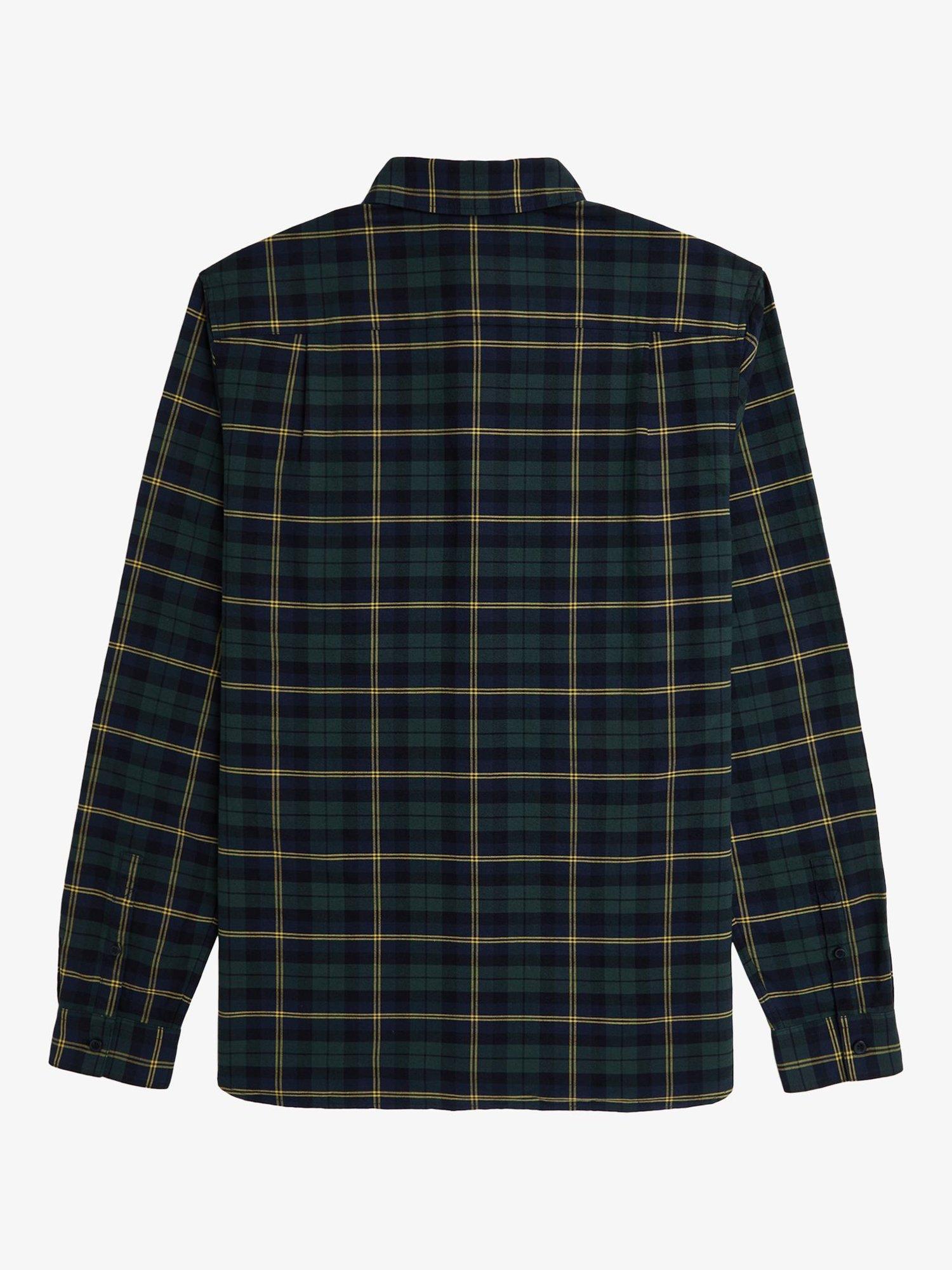 Product image 5 of 5, which shows Fred Perry Cotton Tartan Print Oxford Shirt, Navy/Multi, S