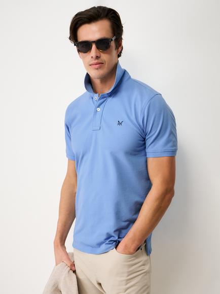 Crew Clothing Classic Pique Cotton Polo Shirt, Sky Blue