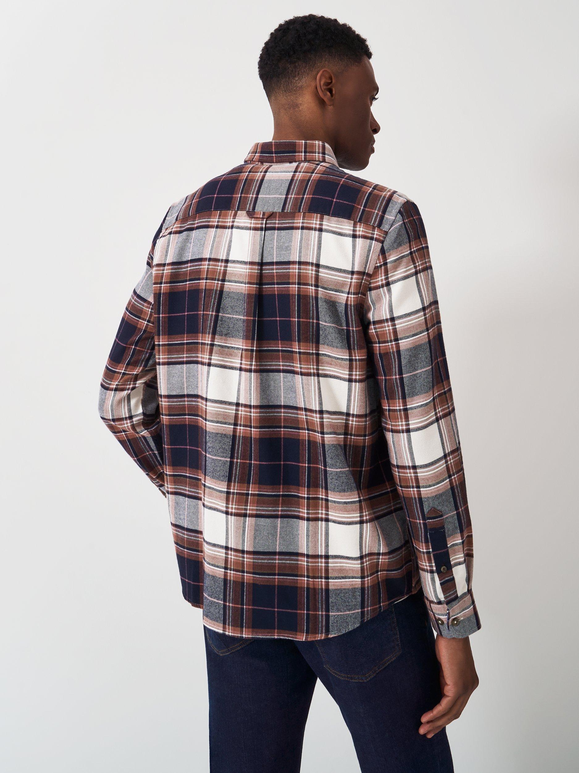Product image 2 of 5, which shows Crew Clothing Cotton Flannel Shirt, Navy Blue, L